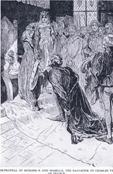 Verlobung von Richard II. und Isabella, der Tochter von Karl VI. von Frankreich, aus Cassells Geschichte des britischen Volkes veröffentlicht von der Waverley Book Company Limited, ca. 1940